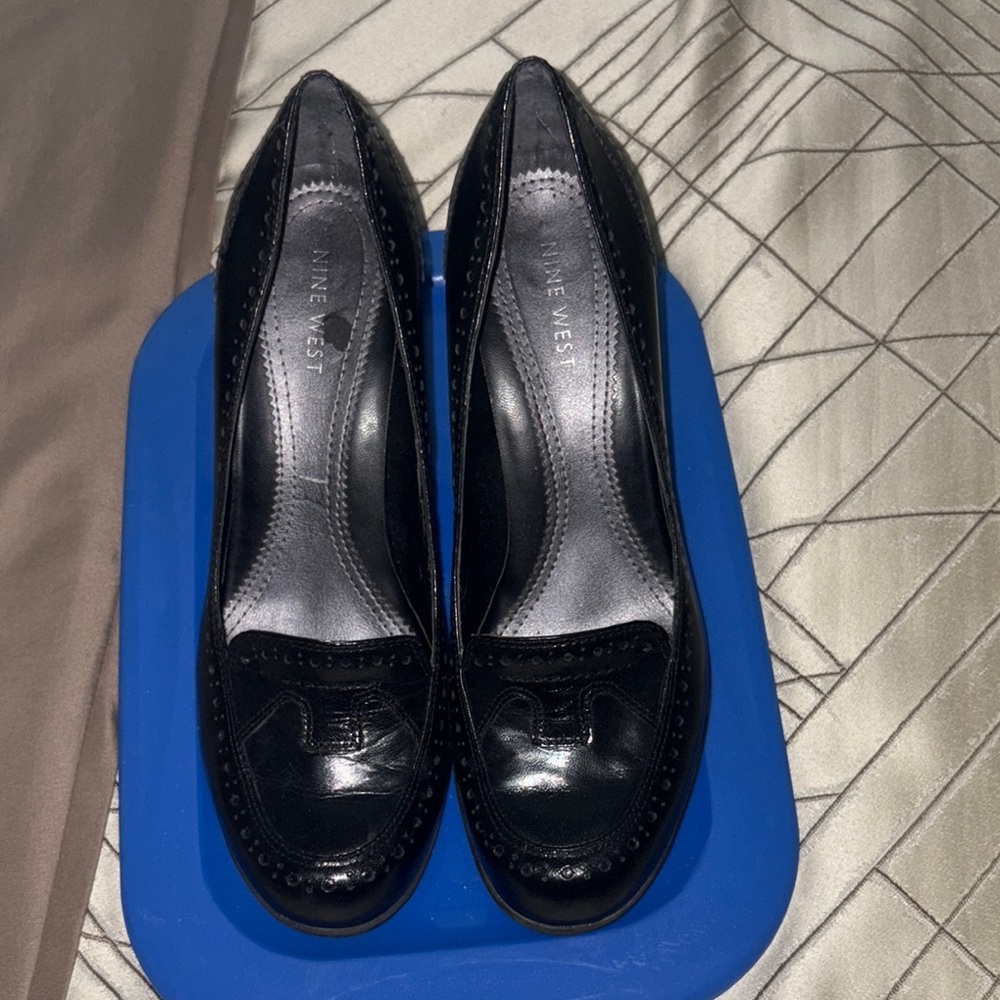 Nine West Black Heels Classic Patent Leather